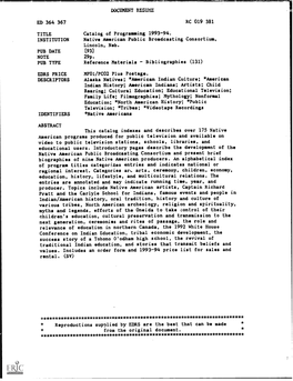 Document Resume Ed 364 367 Title Institution Pub Date