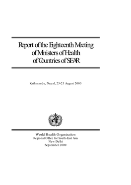 18Th Meeting of Ministers of Health of Countries of SEA Region