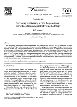 Surveying Biodiversity of Soil Herpetofauna: Towards A· Standard Quantitative Methodology