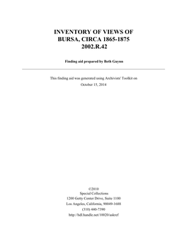 Inventory of Views of Bursa, Circa 1865-1875 2002.R.42