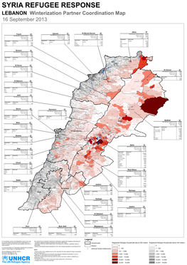 LEBANON Winterization Partner Coordination Map 16 September 2013