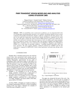 Pwr Transient Xenon Modeling and Analysis Using Studsvik Cms