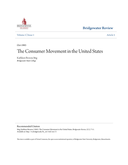 The Consumer Movement in the United States