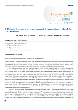 Hafnium Isotopes in Zircons Document the Gradual Onset of Mobile- Lid Tectonics