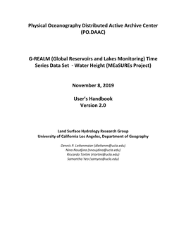 Global Reservoirs and Lakes Monitoring) Time Series Data Set - Water Height (Measures Project)