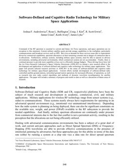 Software-Defined and Cognitive Radio Technology for Military Space Applications