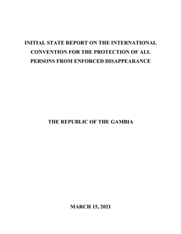 Initial State Report on the International Convention for the Protection of All Persons from Enforced Disappearance