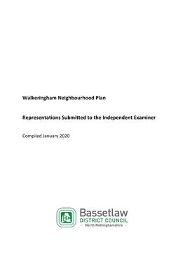 Walkeringham Neighbourhood Plan Representations Submitted to The