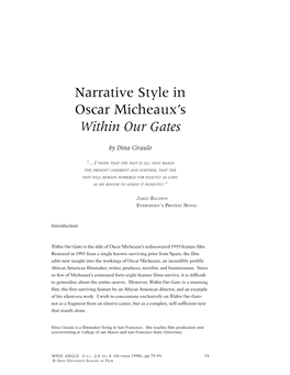 Narrative Style in Oscar Micheaux's Within Our Gates