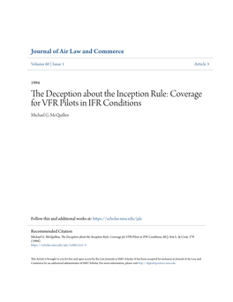 The Deception About the Inception Rule: Coverage for VFR Pilots in IFR Conditions, 60 J