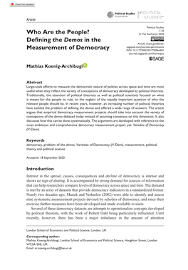 Defining the Demos in the Measurement of Democracy