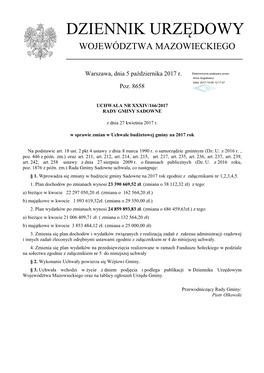 Uchwała Nr XXXIV / 166 / 2017 Z Dnia 27 Kwietnia 2017 R