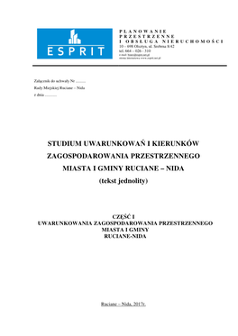 Uwarunkowania Zagospodarowania Przestrzennego Miasta I Gminy Ruciane-Nida