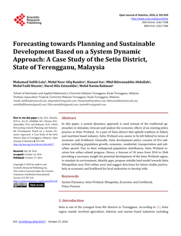 A Case Study of the Setiu District, State of Terengganu, Malaysia