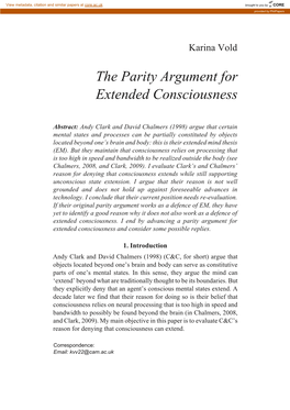 The Parity Argument for Extended Consciousness