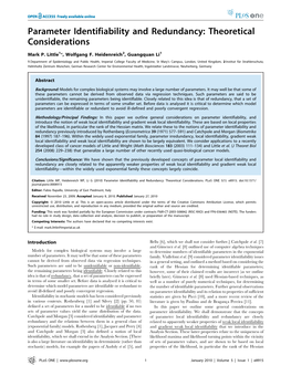 Parameter Identifiability and Redundancy: Theoretical Considerations