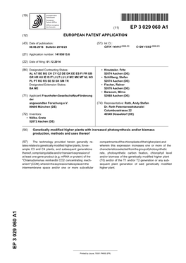 Genetically Modified Higher Plants with Increased Photosynthesis And/Or Biomass Production, Methods and Uses Thereof