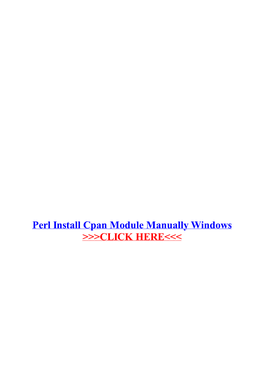 Perl Install Cpan Module Manually Windows