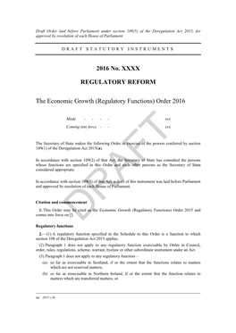 Growth Duty: Draft Statutory Instrument