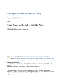 Insider Trading and the Myth of Market Confidence