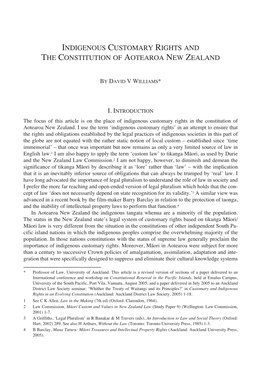 Indigenous Customary Rights and the Constitution of Aotearoa New Zealand