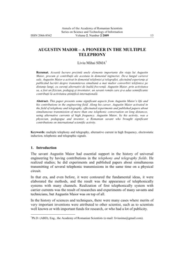 Academy of Romanian Scientists Series on Science and Technology of Information ISSN 2066-8562 Volume 2, Number 2/2009 13