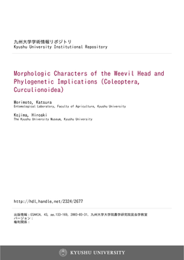 Morphologic Characters of the Weevil Head and Phylogenetic Implications (Coleoptera, Curculionoidea)