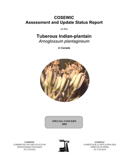 COSEWIC Status Reports Are Working Documents Used in Assigning the Status of Wildlife Species Suspected of Being at Risk