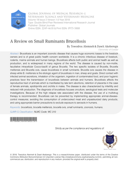 A Review on Small Ruminants Brucellosis