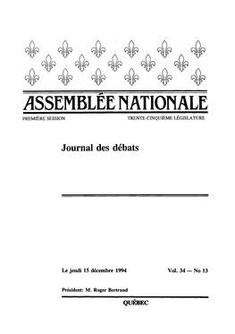 Assemblee Nationale Première Session Trente-Cinquième Législature