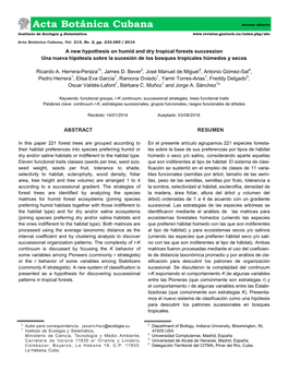 A New Hypothesis on Humid and Dry Tropical Forests Succession Una Nueva Hipótesis Sobre La Sucesión De Los Bosques Tropicales Húmedos Y Secos