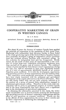 Cooperative Marketing of Grain in Western Canada