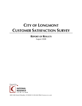 City of Longmont Customer Satisfaction Survey