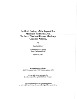 Surficial Geology of the Superstition Mountain Piedmont Area, Northern Pinal and Eastern Maricopa Counties, Arizona