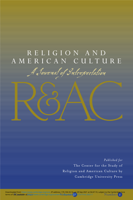 Published for the Center for the Study of Religion and American Culture by Cambridge University Press