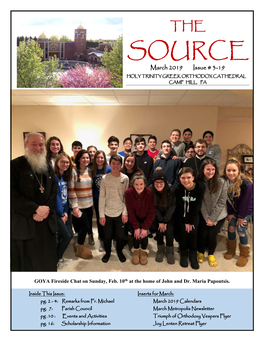 SOURCE March 2019 Issue # 3-19 HOLY TRINITY GREEK ORTHODOX CATHEDRAL CAMP HILL, PA