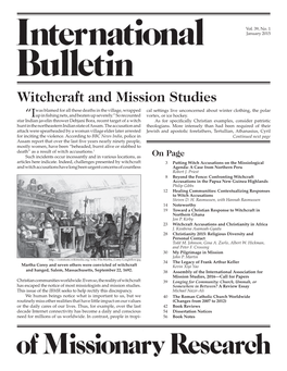 International Bulletin of Missionary Research, Vol 39, No. 1
