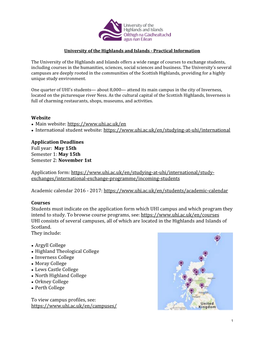 University of the Highlands and Islands - Practical Information