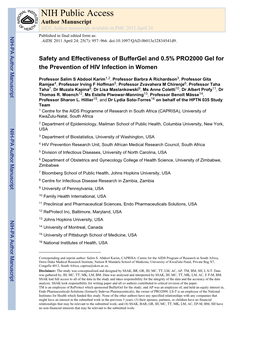 Safety and Effectiveness of Buffergel and 0.5% PRO 2000 Gel For