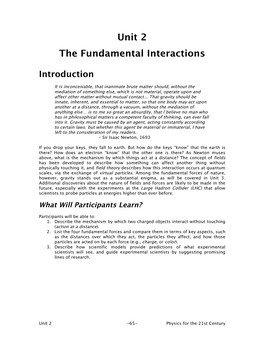 Unit 2 the Fundamental Interactions