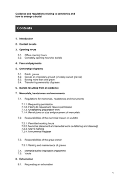 Guidance and Regulations Relating to Cemeteries and How to Arrange a Burial