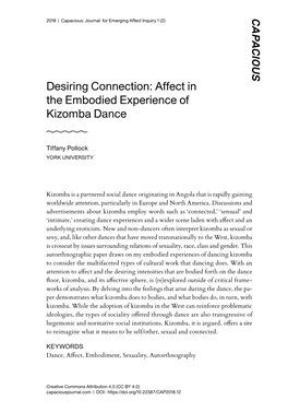 Desiring Connection: Affect in the Embodied Experience of Kizomba Dance