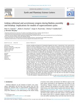 Linking Collisional and Accretionary Orogens During Rodinia Assembly and Breakup: Implications for Models of Supercontinent Cycles ∗ Peter A