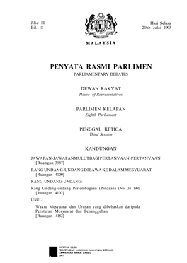 Penyata Rasmi Parlimen Parliamentary Debates