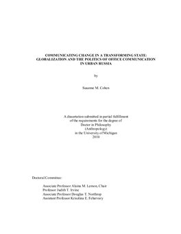 Globalization and the Politics of Office Communication in Urban Russia