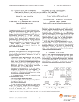 Itu-T G.719: a New Low-Complexity Full-Band (20 Khz) Audio Coding Standard for High-Quality Conversational Applications