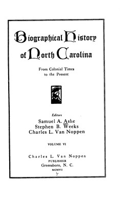 Biographical History of North Carolina
