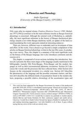 4. Phonetics and Phonology Ander Egurtzegi (University of the Basque Country, UPV/EHU)