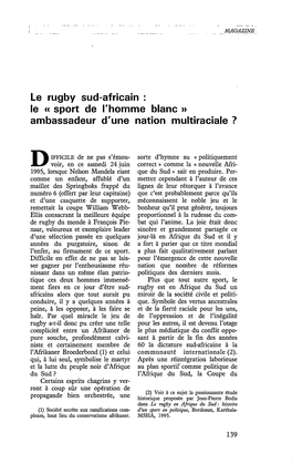 Le Rugby Sud-Africain : Le 