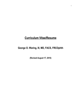 Curriculum Vitae/Resume